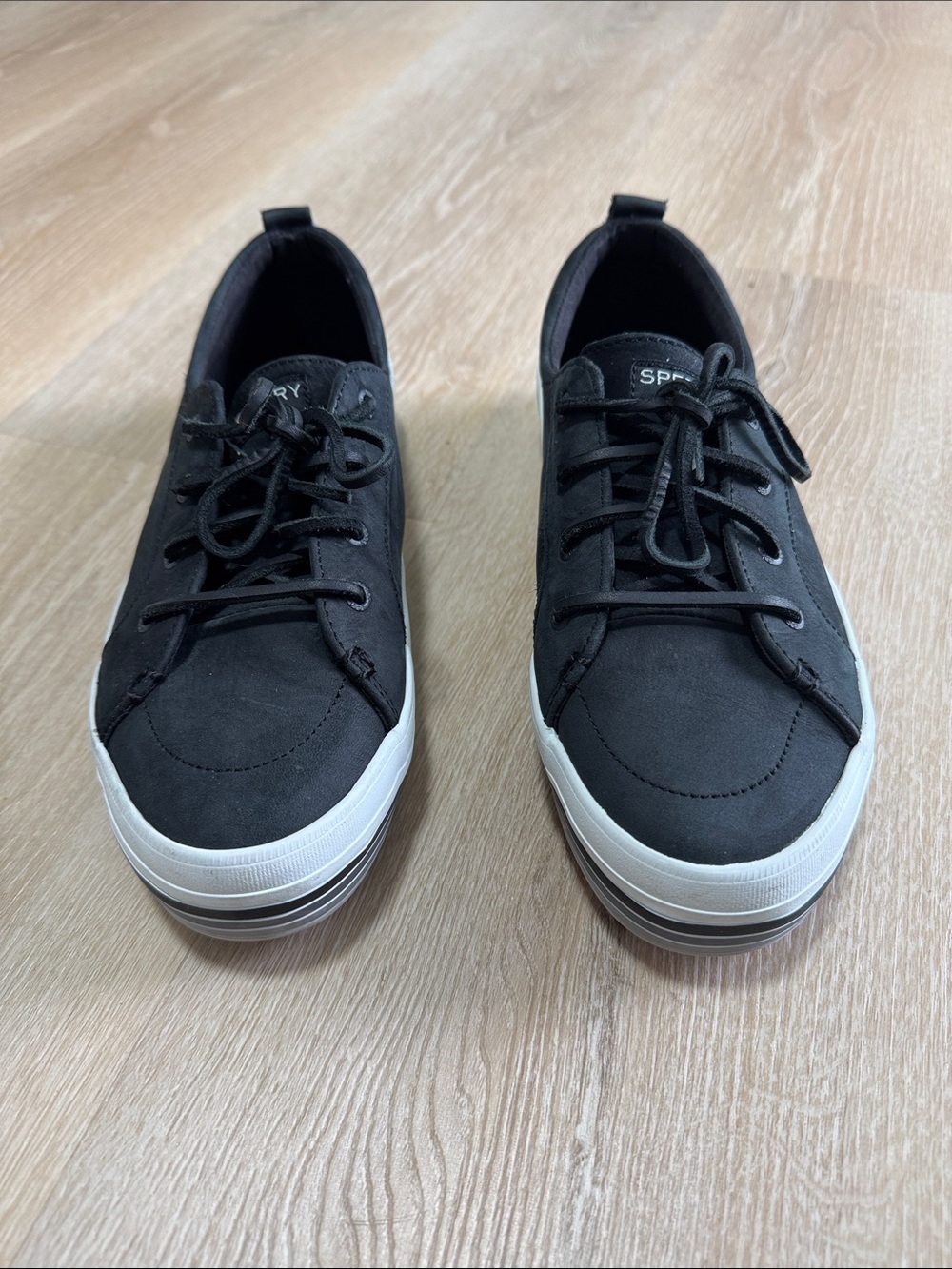 Sperry Men's Black Canvas Low-Top Sneakers with White Sole